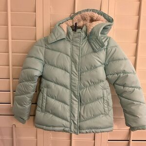 Arizona Jean Company Light Mint Puffer Jacket with Sherpa Hood